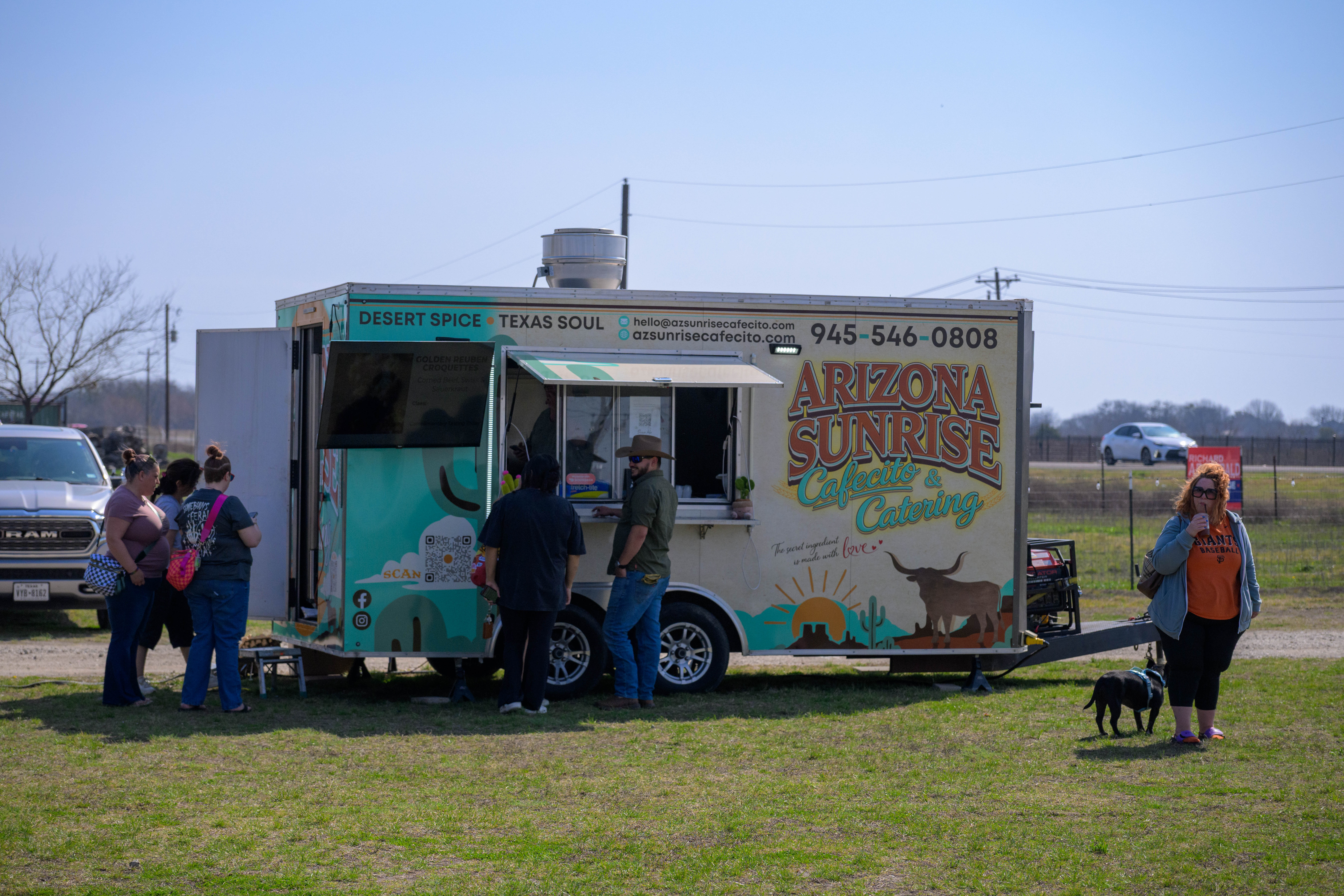 Arizona Sunrise Cafecito & Catering trailer serving customers